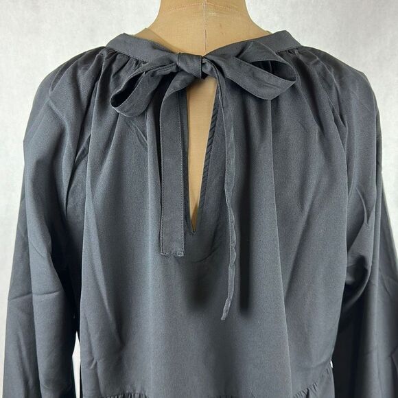 NWT Cruel Denim Blouse Ladies Sz XL Black Embroidered Southwest Tie Back Lightwe - Picture 5 of 8